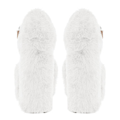 Chunky Heel Ankle Strap Fur Mary Jane Crossdressing Pumps