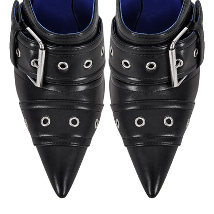 Double Buckle Strap Pointed Toe Stiletto Crossdressing Pumps