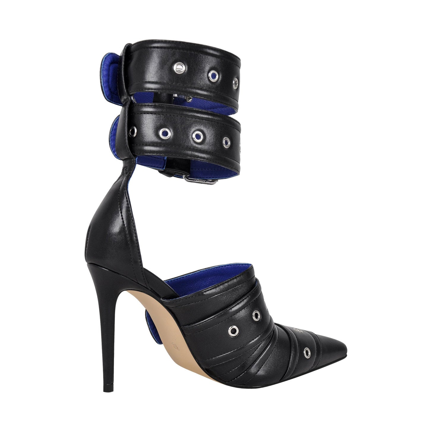 Double Buckle Strap Pointed Toe Stiletto Crossdressing Pumps