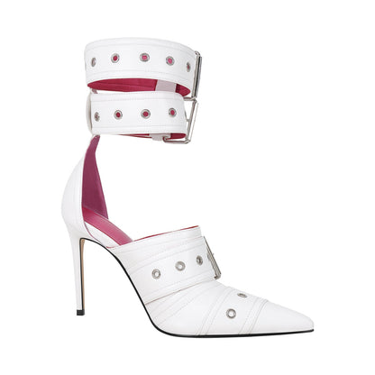 Double Buckle Strap Pointed Toe Stiletto Crossdressing Pumps