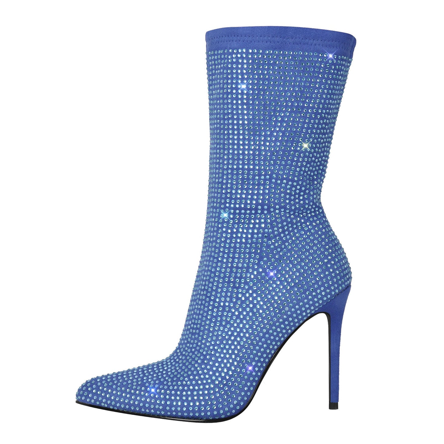 Rhinestone Pointed Toe High Heel Crossdressing Ankle Boots