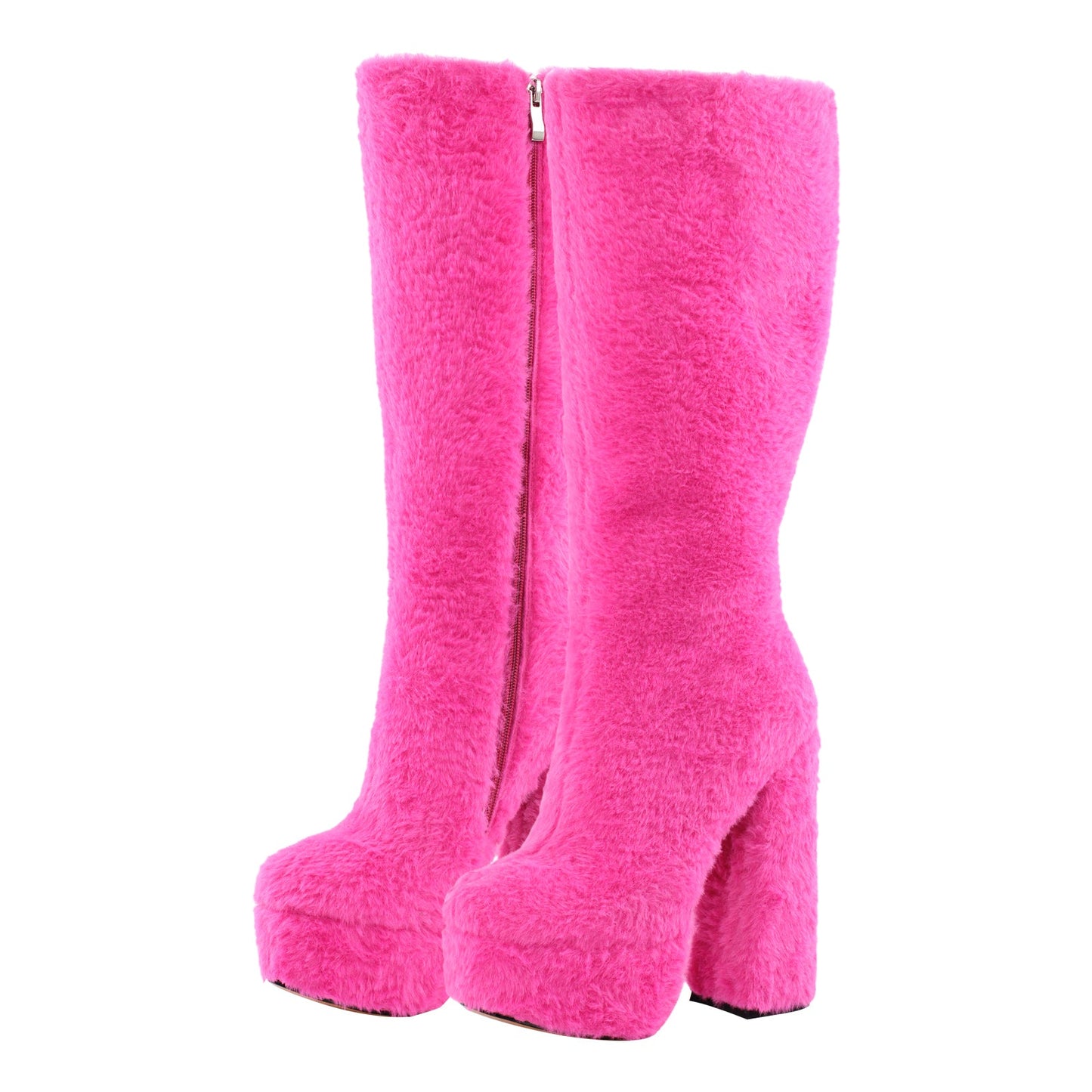 Pink Fur Platform High Heels Crossdressing Boots
