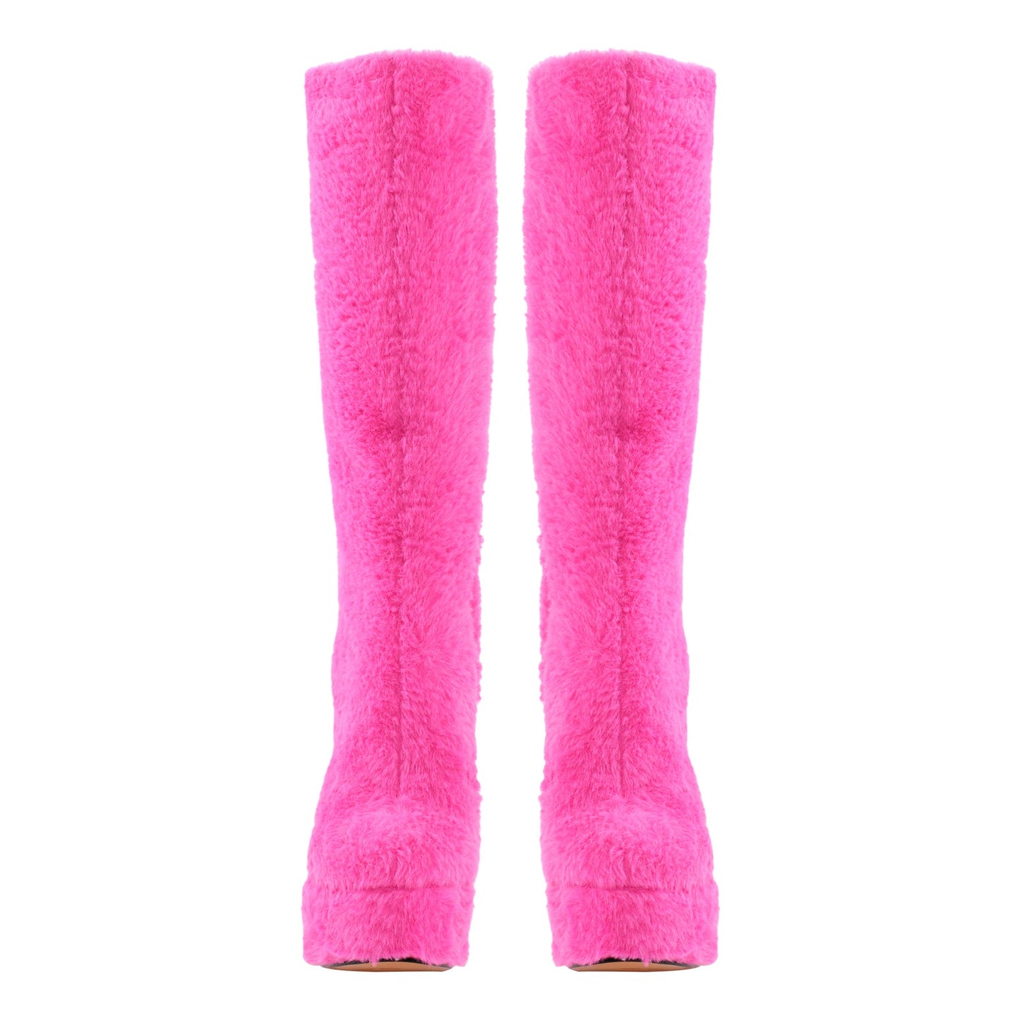 Pink Fur Platform High Heels Crossdressing Boots