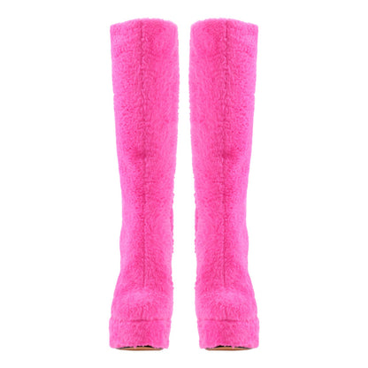 Pink Fur Platform High Heels Crossdressing Boots