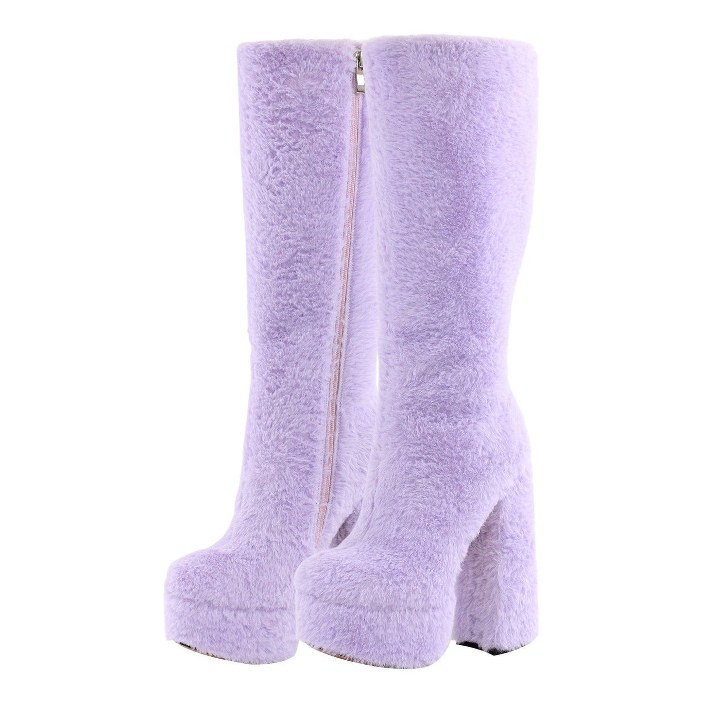 Pink Fur Platform High Heels Crossdressing Boots