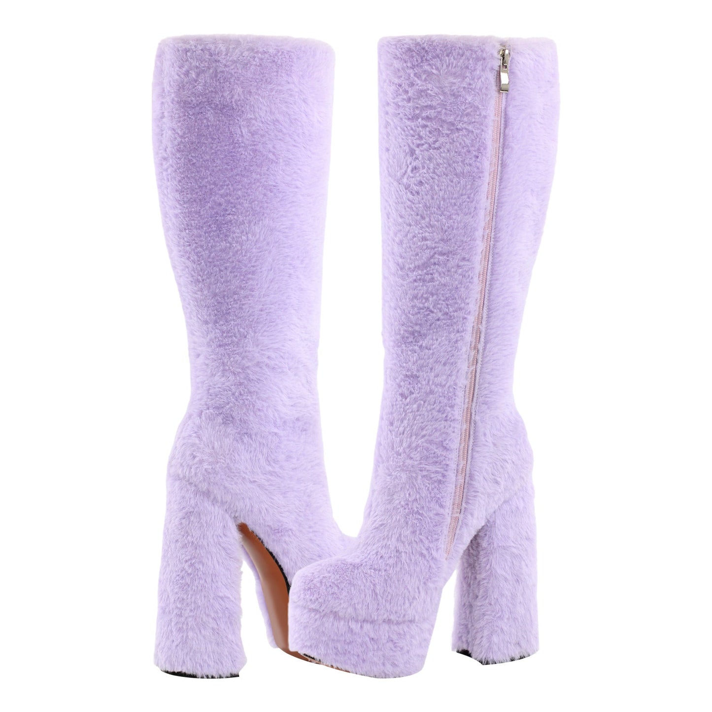 Pink Fur Platform High Heels Crossdressing Boots