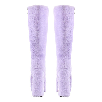 Pink Fur Platform High Heels Crossdressing Boots