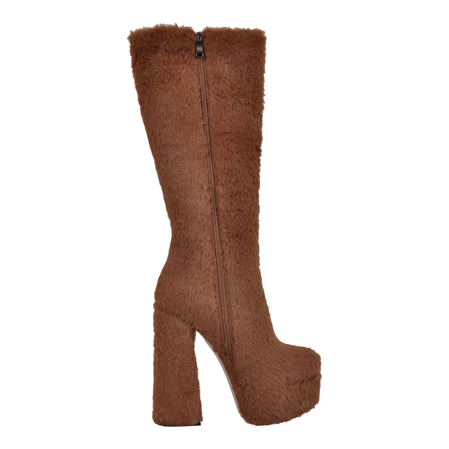 Pink Fur Platform High Heels Crossdressing Boots