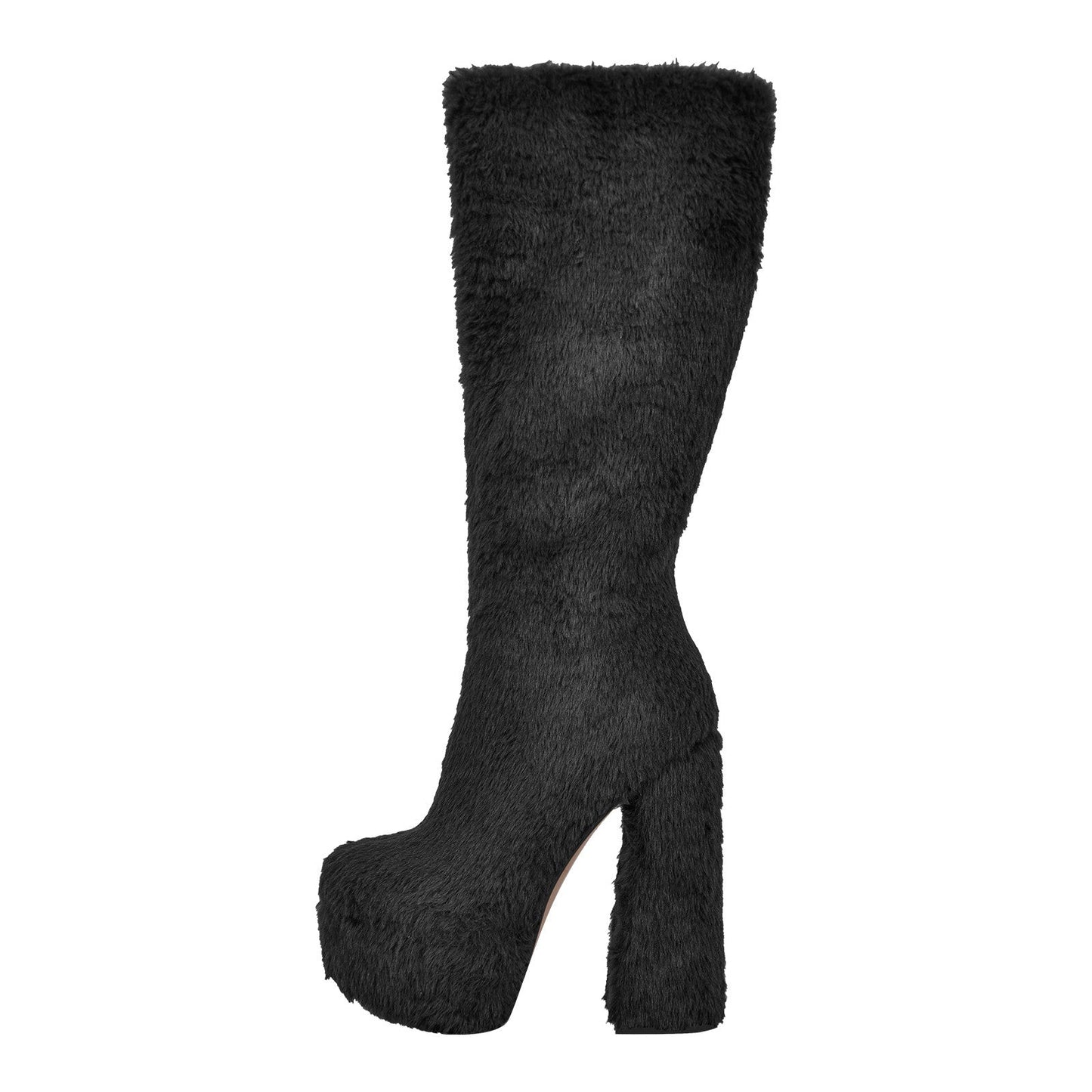 Pink Fur Platform High Heels Crossdressing Boots