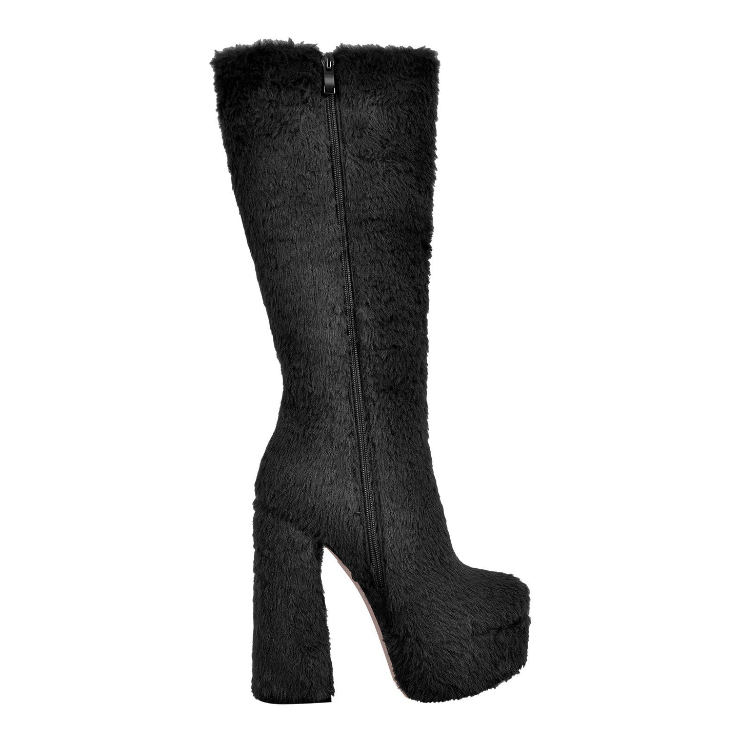 Pink Fur Platform High Heels Crossdressing Boots