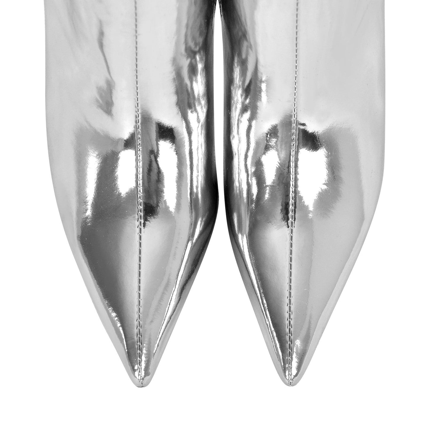 Pointed Toe Metallic Wedge Heel Crossdressing Knee High Boots