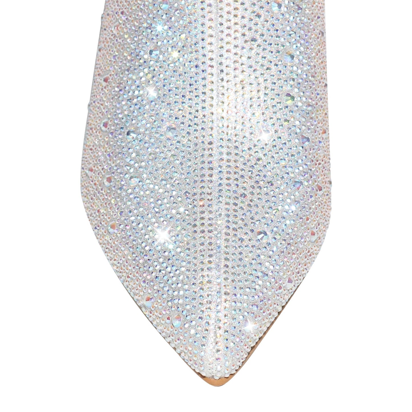Rhinestone Pointed Toe Chunky Heel Crossdressing Ankle Boots