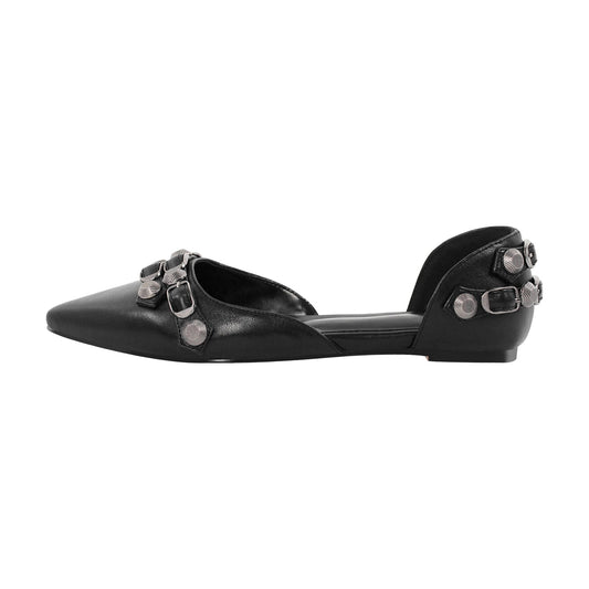 Pointed Toe Buckle Slip-on Crossdressing Flats