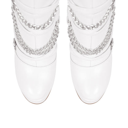 Chain Round Toe Platform Stilettos Over The Knee Crossdressing Boots