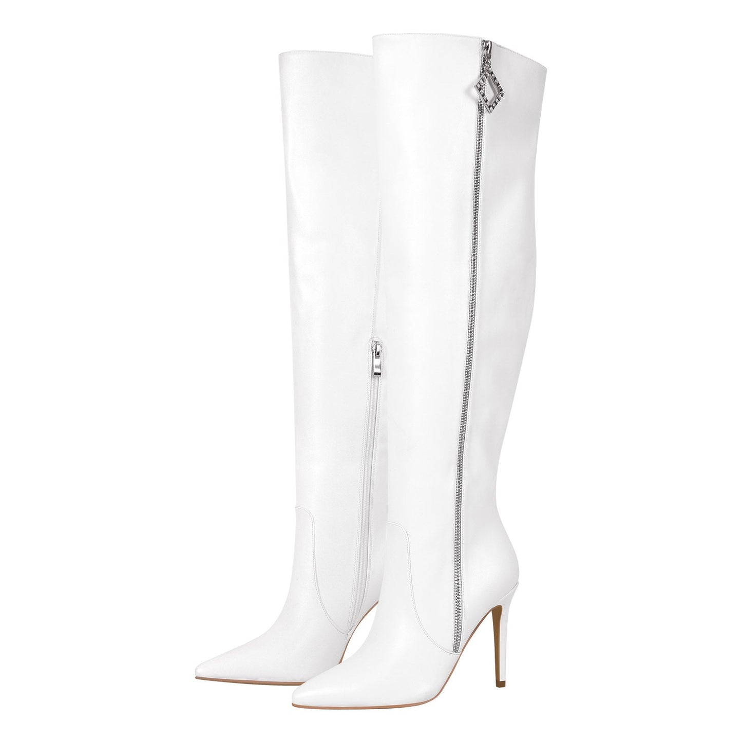 Pointed Toe Zipper Over The Knee Crossdressing Stilettos Boots