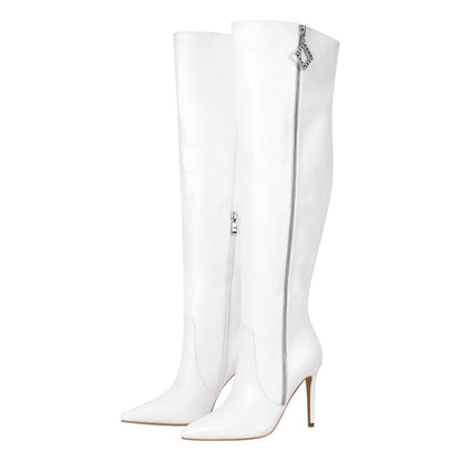 Pointed Toe Zipper Over The Knee Crossdressing Stilettos Boots