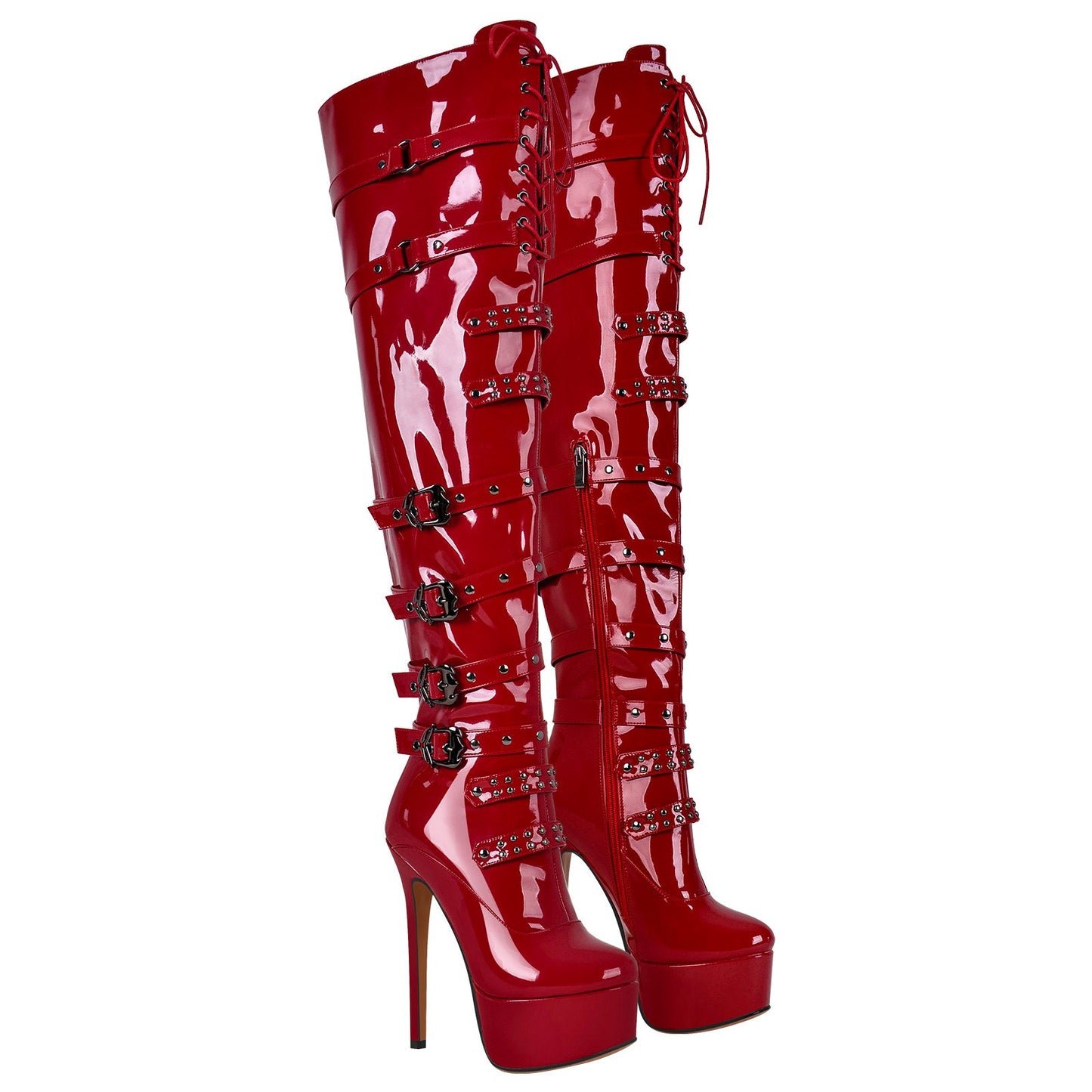 Buckles Round Toe Stilettos Over The Knee Crossdressing Platform Boots