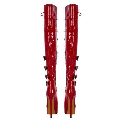 Buckles Round Toe Stilettos Over The Knee Crossdressing Platform Boots