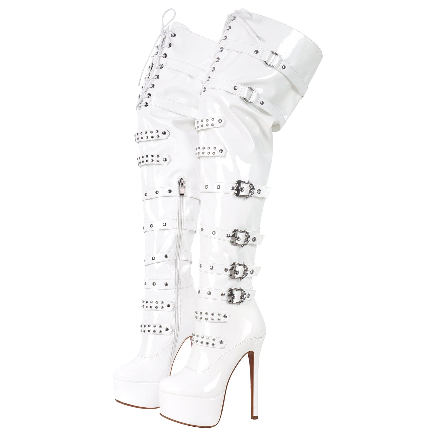 Buckles Round Toe Stilettos Over The Knee Crossdressing Platform Boots