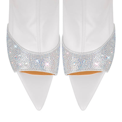 Rhinestone Pointed Toe High Stiletto Over The Knee Crossdressing Boots