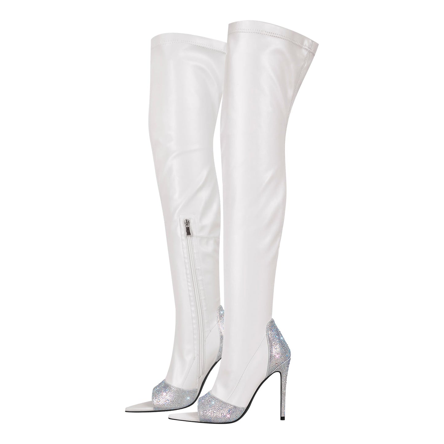 Rhinestone Pointed Toe High Stiletto Over The Knee Crossdressing Boots