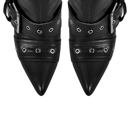 Multi Buckle Strap Thigh High Pointed Toe Stiletto Crossdressing Boots
