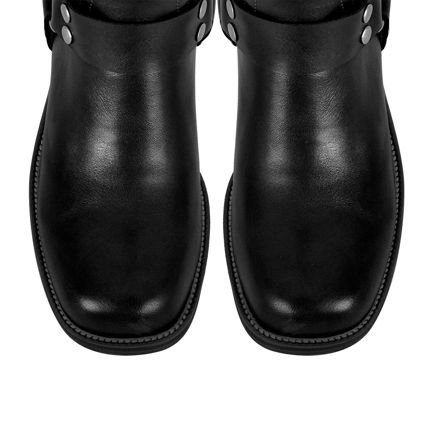 Round Toe Chunky Heel Buckle Strap Western Knee-High Crossdressing Boots