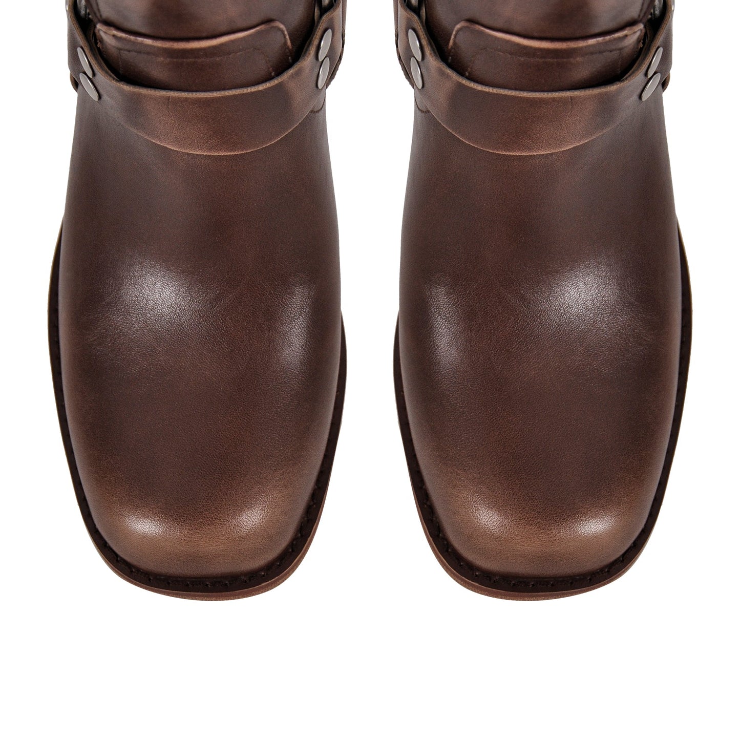 Round Toe Chunky Heel Buckle Strap Western Knee-High Crossdressing Boots