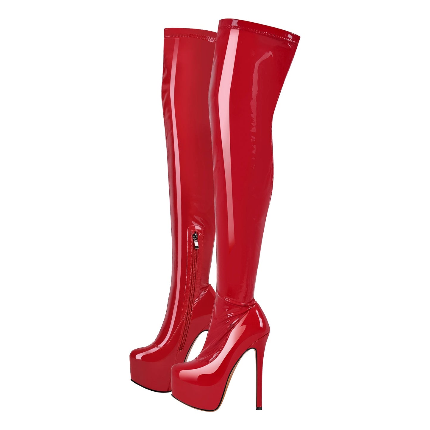 Patent Leather Platform Over The Knee High Heel Crossdressing Boots