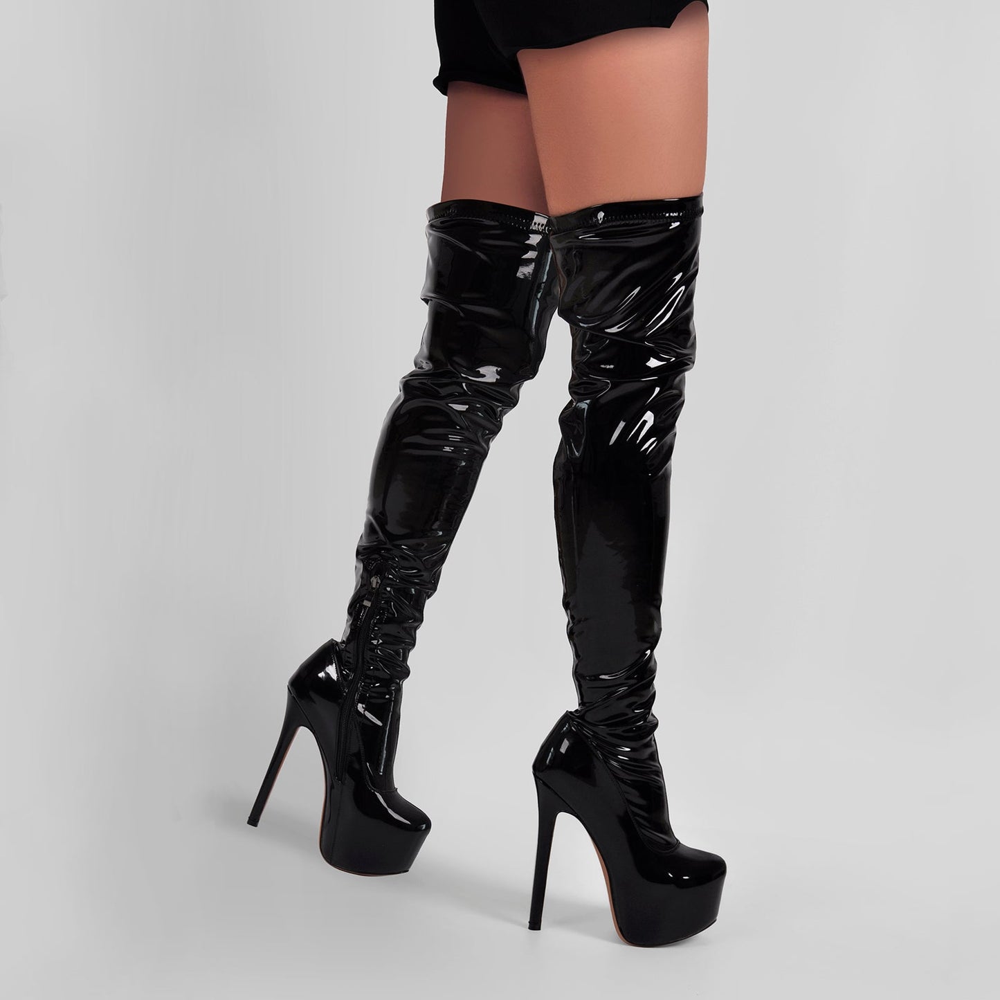 Patent Leather Platform Over The Knee High Heel Crossdressing Boots