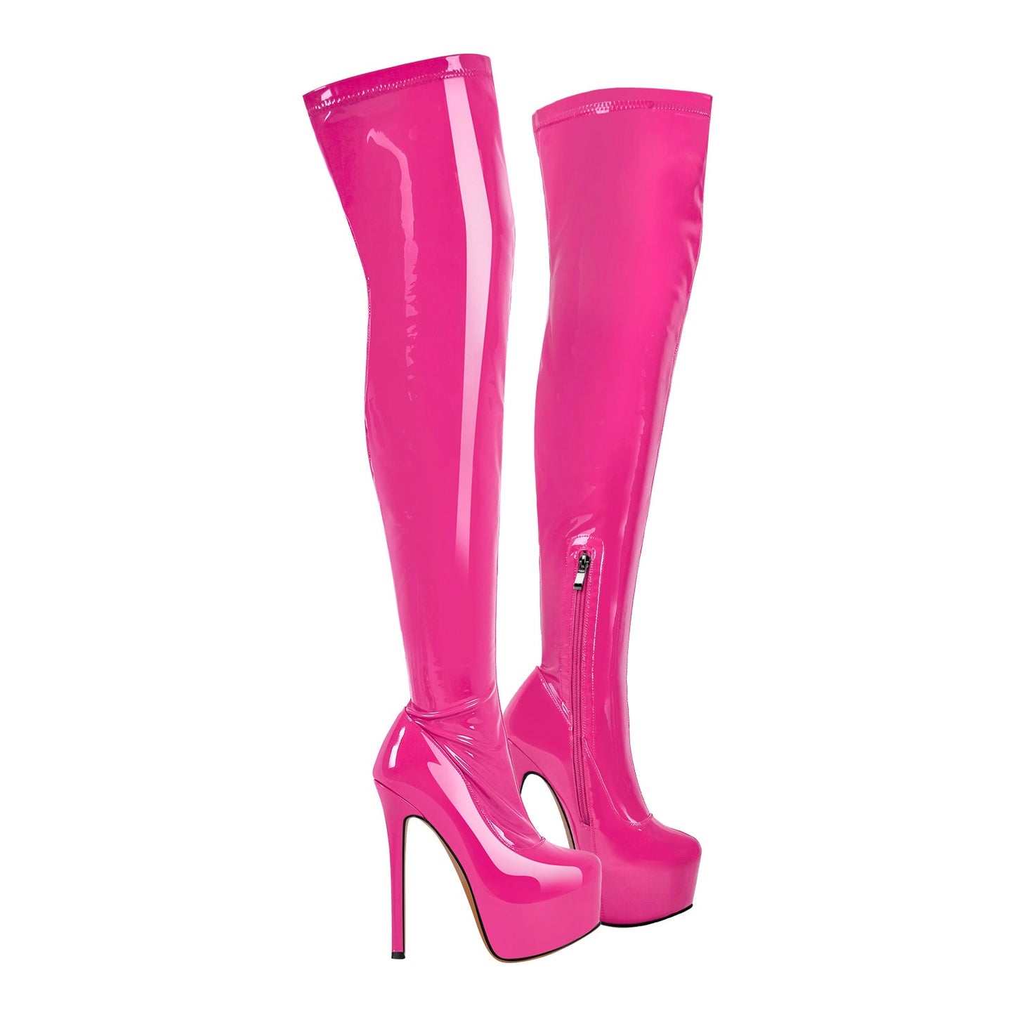 Patent Leather Platform Over The Knee High Heel Crossdressing Boots