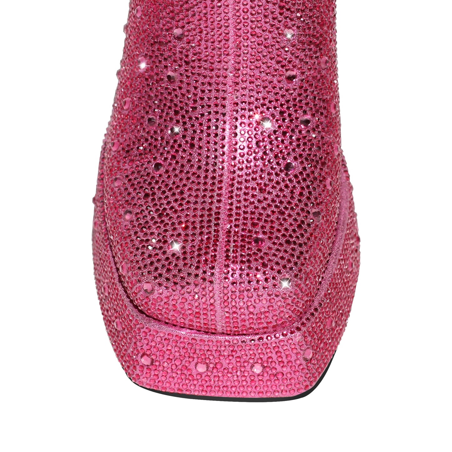 Rhinestone Platform Square Toe Chunky High Heels Crossdressing Ankle Boots