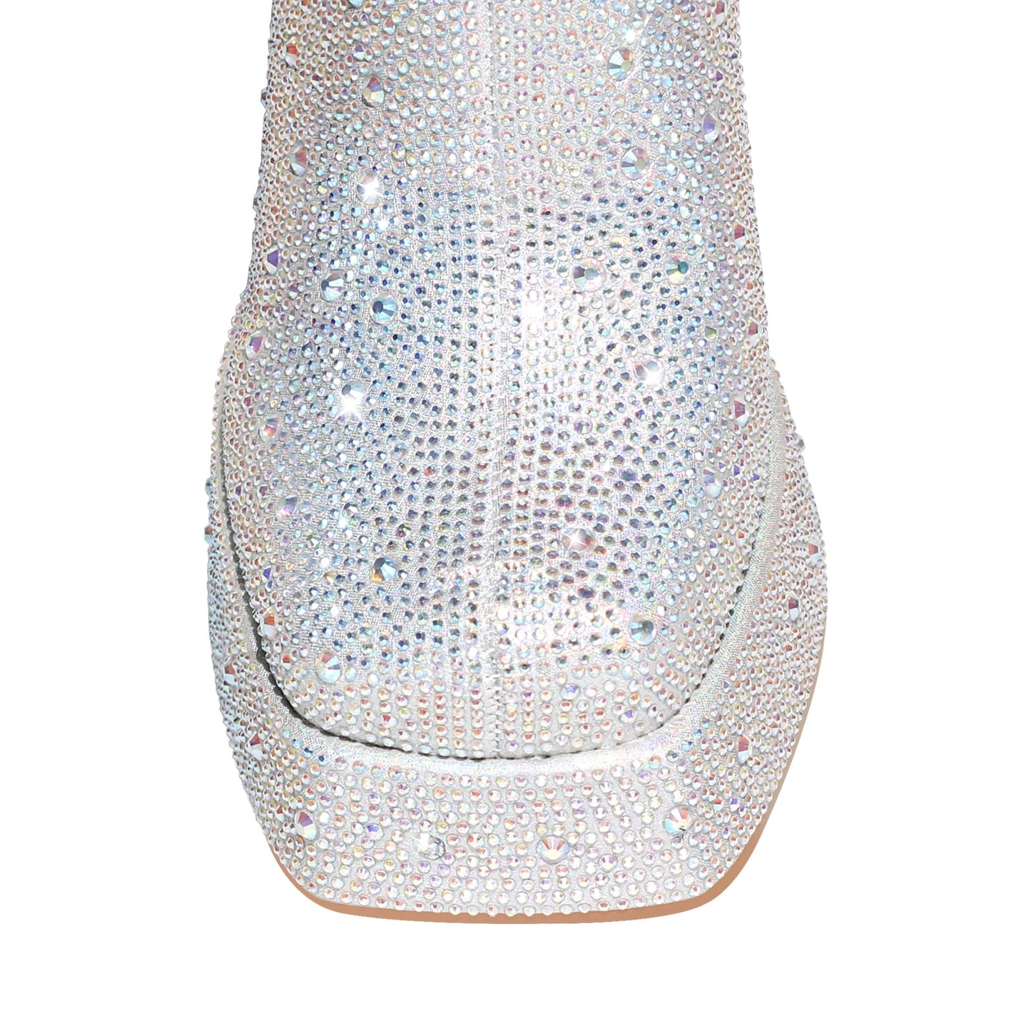 Rhinestone Platform Square Toe Chunky High Heels Crossdressing Ankle Boots