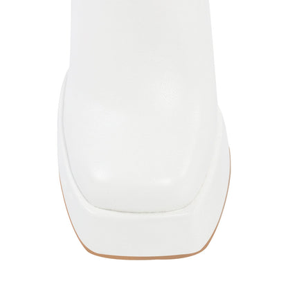 Platform Square Toe Chunky Heel Crossdressing Ankle Boots