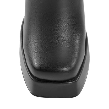 Platform Square Toe Chunky Heel Crossdressing Ankle Boots