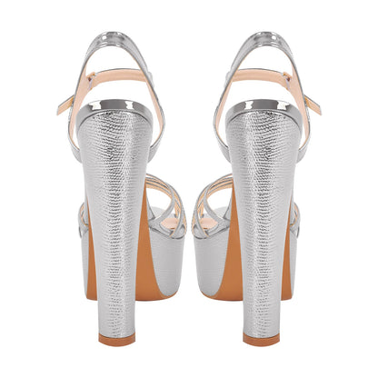 Buckle Strap Platform Chunky High Heels Crossdressing Sandals