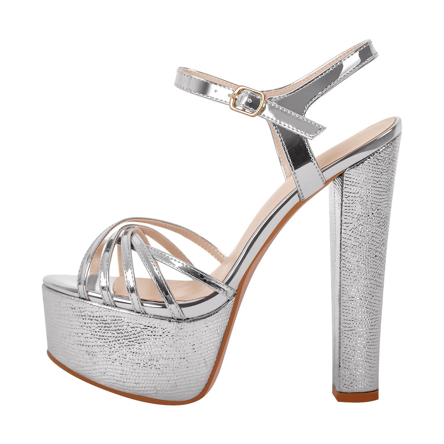 Buckle Strap Platform Chunky High Heels Crossdressing Sandals