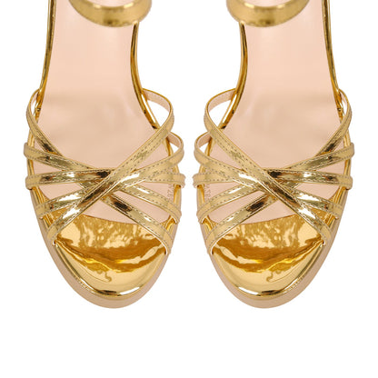 Buckle Strap Platform Chunky High Heels Crossdressing Sandals