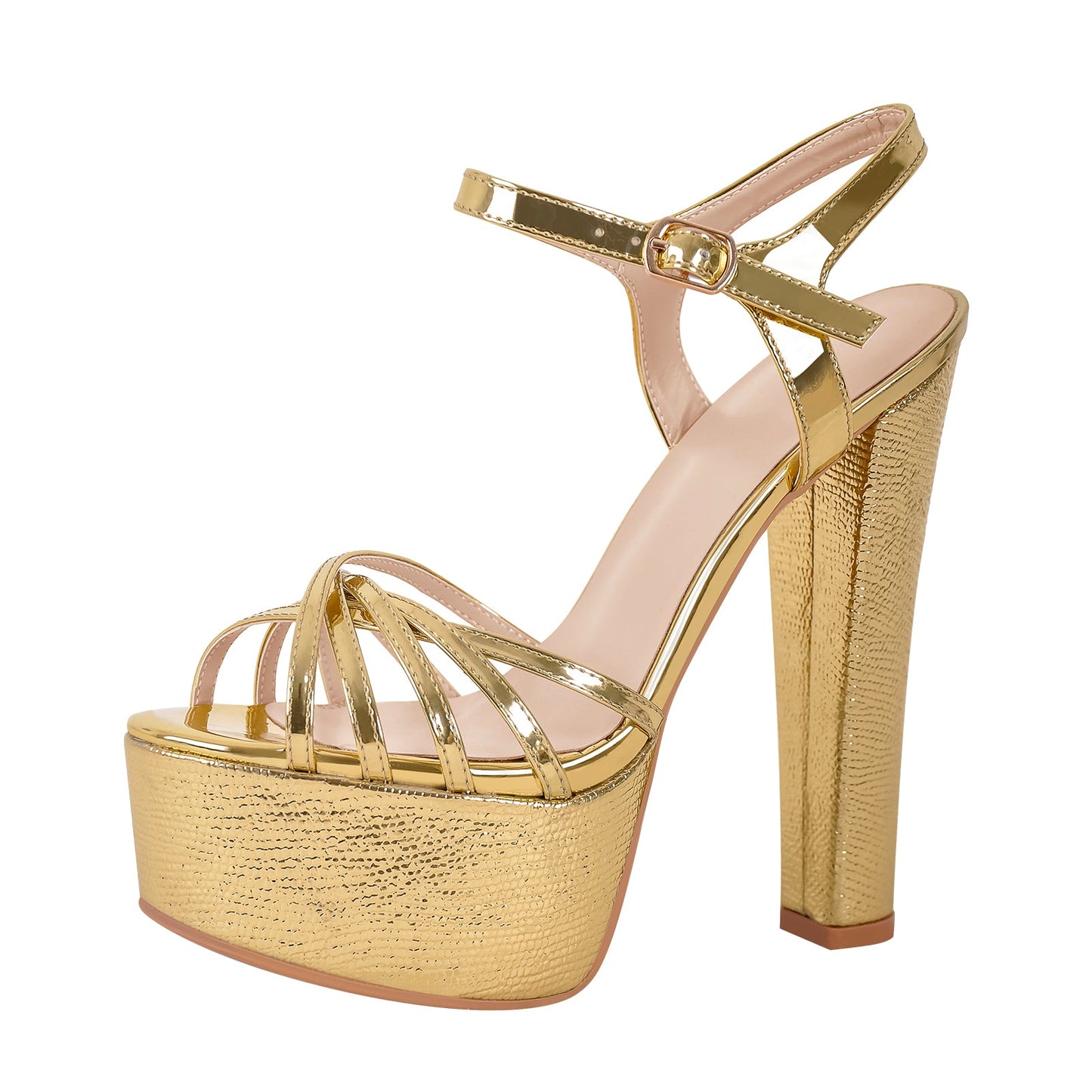 Buckle Strap Platform Chunky High Heels Crossdressing Sandals
