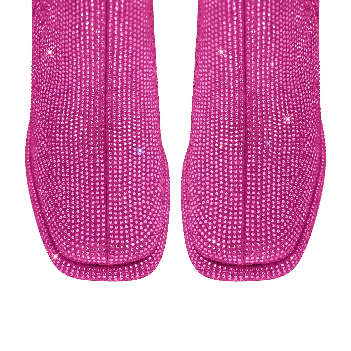 Square Toe Rhinestone Platform Crossdressing Ankle Boots