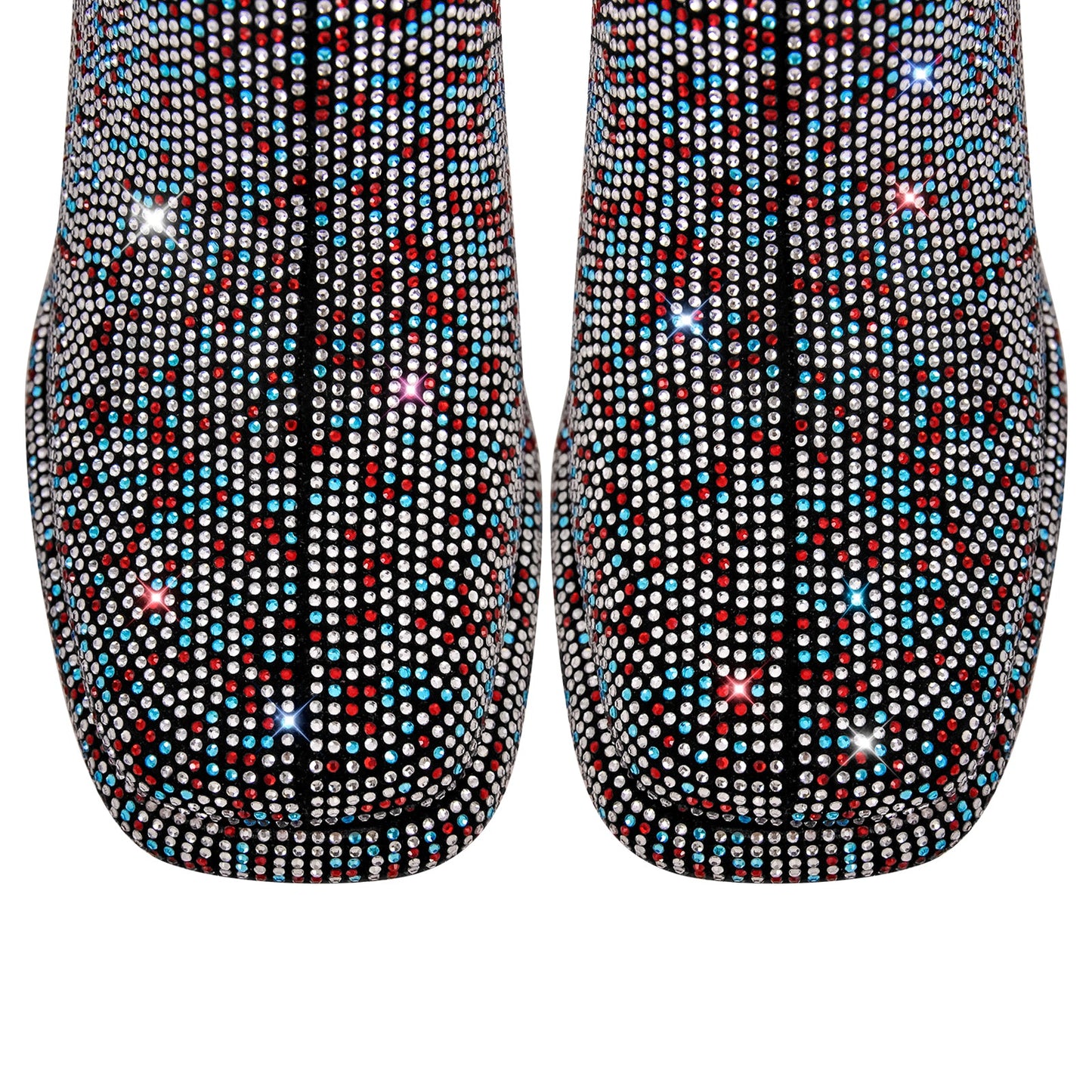 Square Toe Rhinestone Platform Crossdressing Ankle Boots