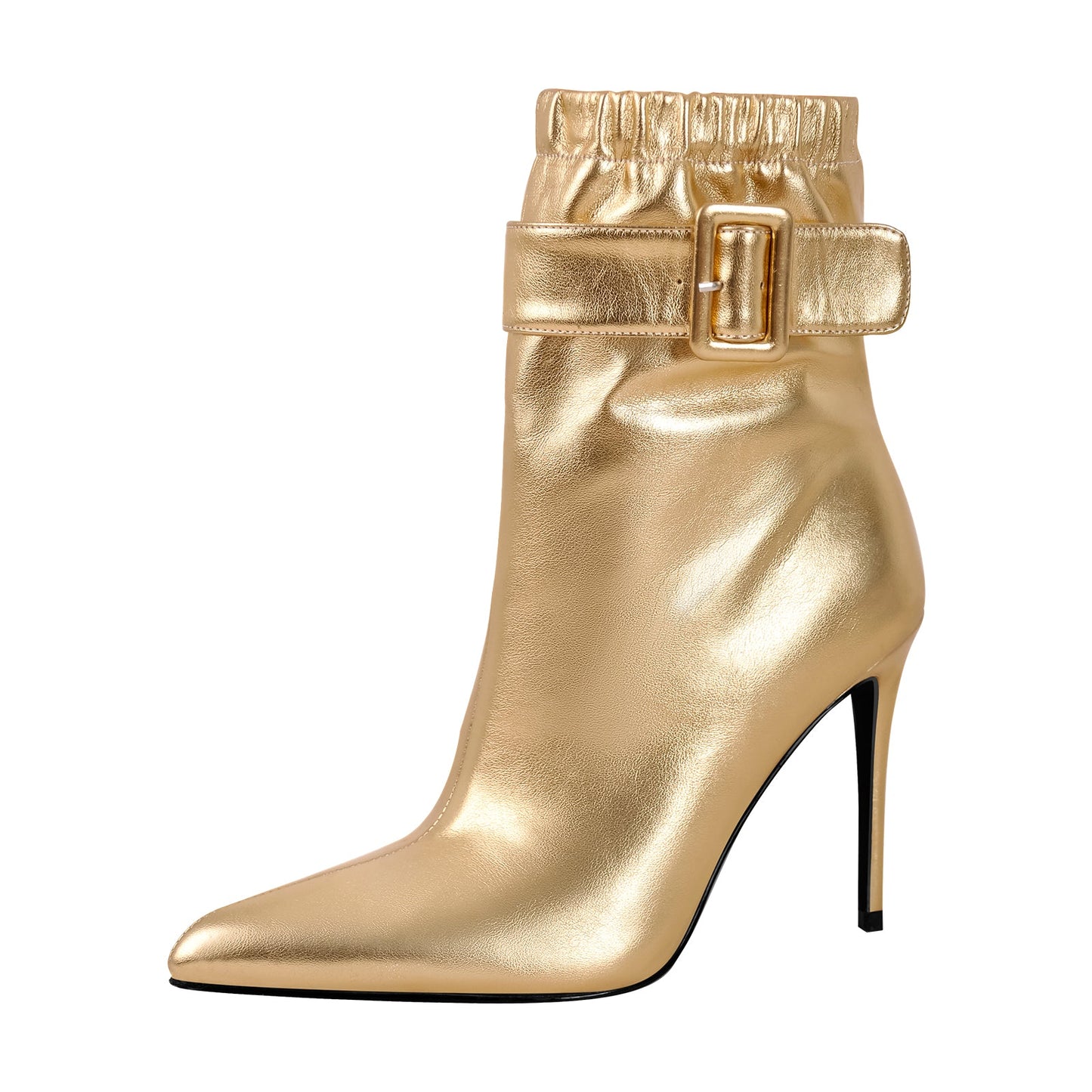 Pointed Toe Buckle Strap Stiletto Crossdressing Ankle Boots