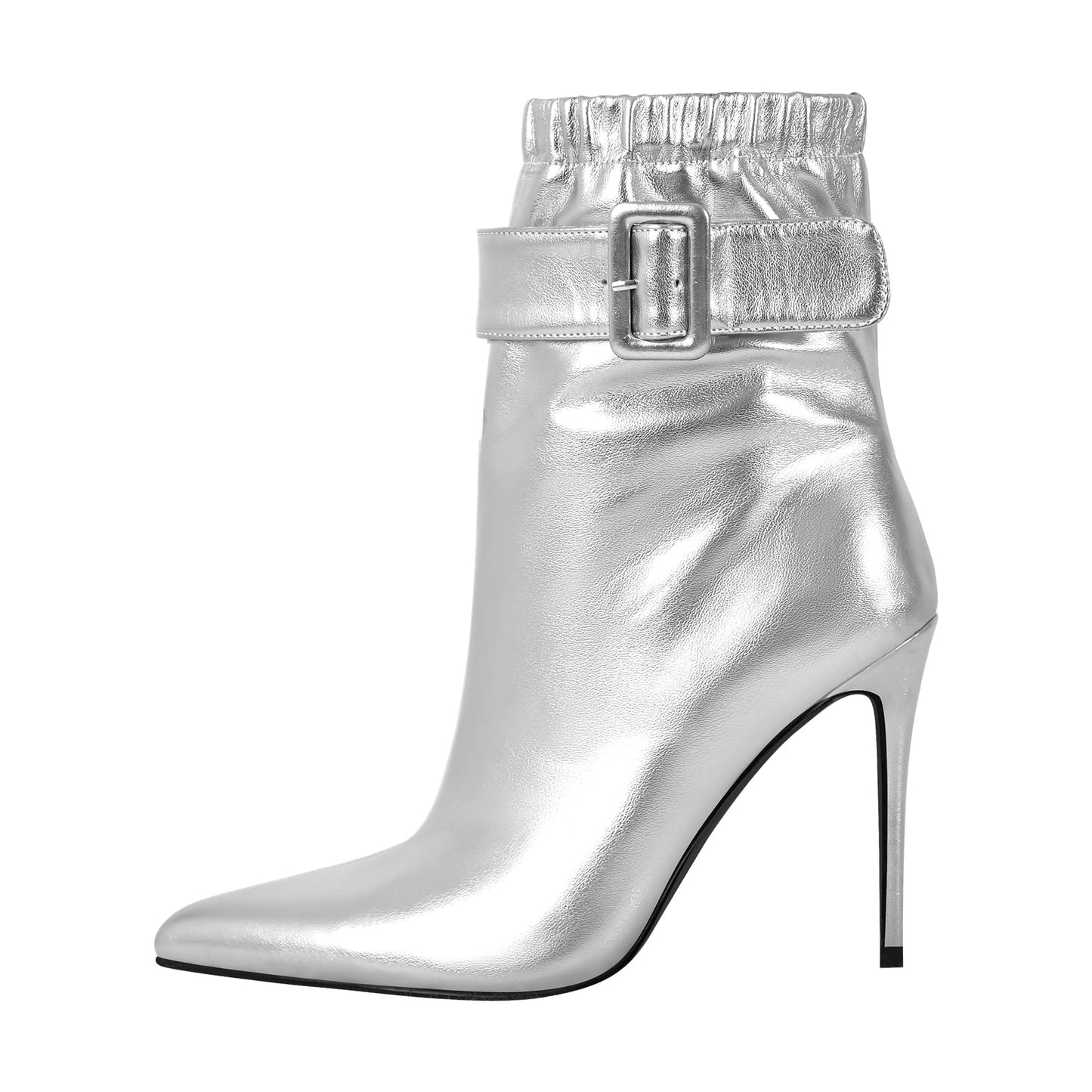 Pointed Toe Buckle Strap Stiletto Crossdressing Ankle Boots