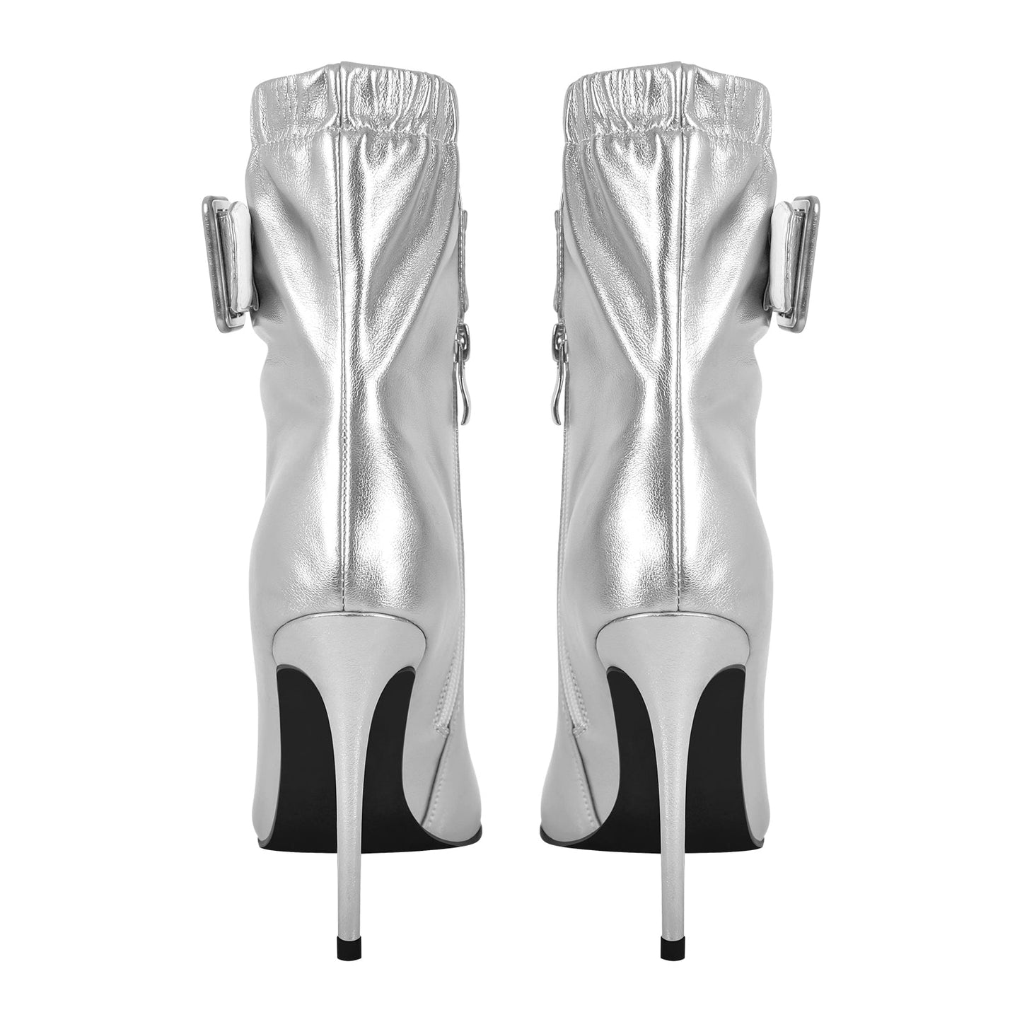 Pointed Toe Buckle Strap Stiletto Crossdressing Ankle Boots