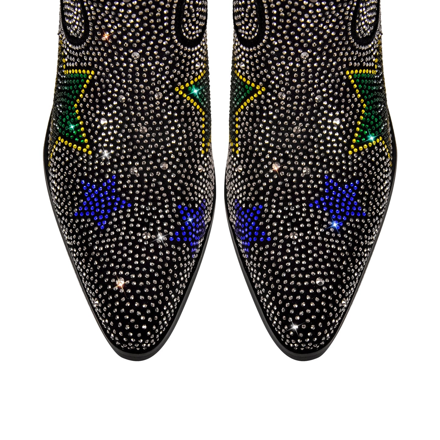Rhinestone Star Chunky Heel Mid-Calf Western Boots