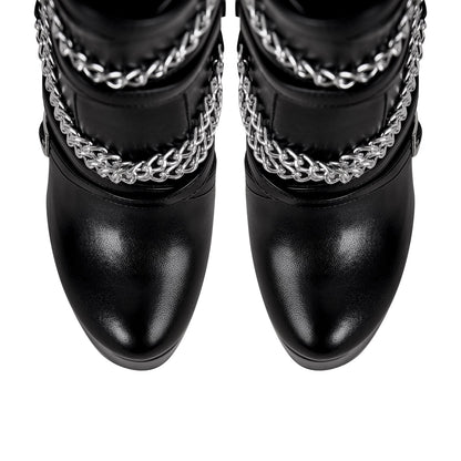 Chain Buckle Strap Platform Stiletto Crossdressing High Heel Boots