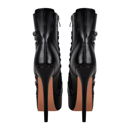 Chain Buckle Strap Platform Stiletto Crossdressing High Heel Boots