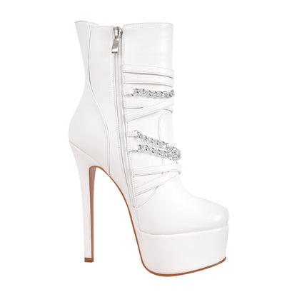 Chain Buckle Strap Platform Stiletto Crossdressing High Heel Boots