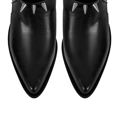 Chunky Heel Rivet Buckle Ankle Boots