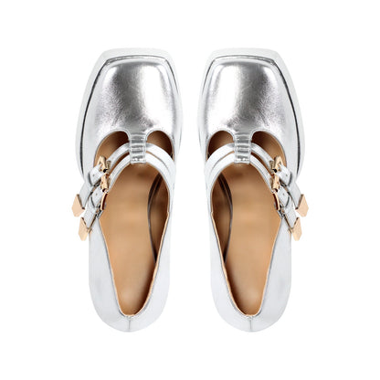 Chunky Heel Straps Mary Jane Pumps
